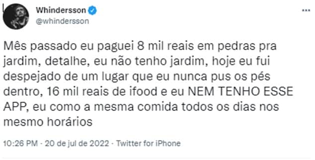 Whindersson Nunes faz forte desabafo nas redes sociais Whindersson Nunes faz forte desabafo nas redes sociais