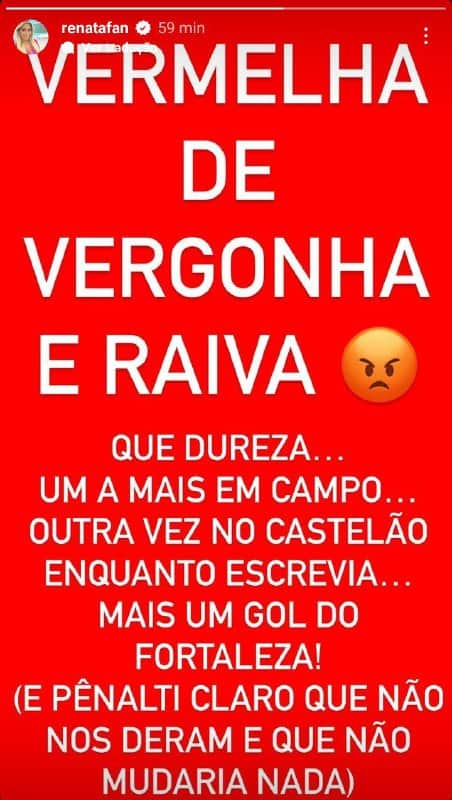 Renata Fan surgiu completamente revoltada e detonou (Foto: Reprodução/ Instagram) Renata Fan surgiu completamente revoltada e detonou (Foto: Reprodução/ Instagram)