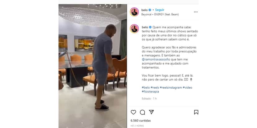 Belo faz tratamento para dor Belo faz tratamento para dor