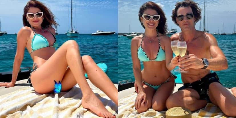Paula Fernandes posa de biquíni durante passeio luxuoso de barco pelo mar da Espanha ao lado do namorado - Reprodução Instagram Paula Fernandes posa de biquíni durante passeio luxuoso de barco pelo mar da Espanha ao lado do namorado - Reprodução Instagram