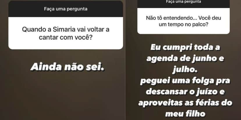 Simone confessa que ainda não sabe se vai voltar a cantar com Simaria - Reprodução Instagram Simone confessa que ainda não sabe se vai voltar a cantar com Simaria - Reprodução Instagram