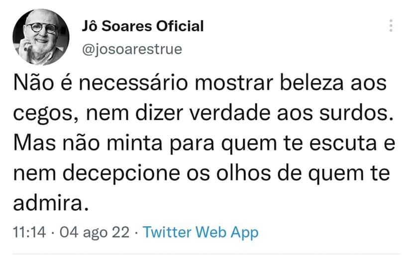 Jô Soares expõe seu último pensamento antes de falecer Jô Soares expõe seu último pensamento antes de falecer