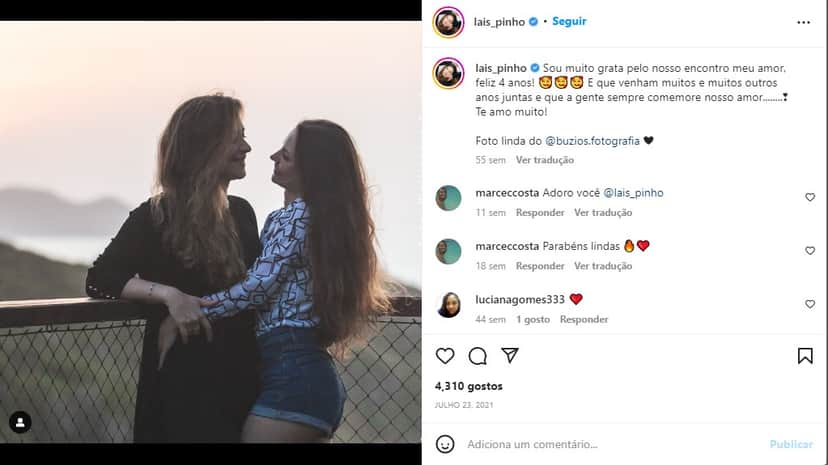 Laís Pinho, ex-atriz da Globo, se declara a namorada - Foto: Reprodução Laís Pinho, ex-atriz da Globo, se declara a namorada - Foto: Reprodução