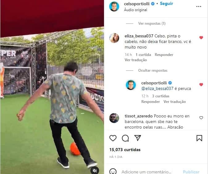 Celso Portiolli vê mulher reclamar dos seus cabelos brancos - Foto: Reprodução Celso Portiolli vê mulher reclamar dos seus cabelos brancos - Foto: Reprodução