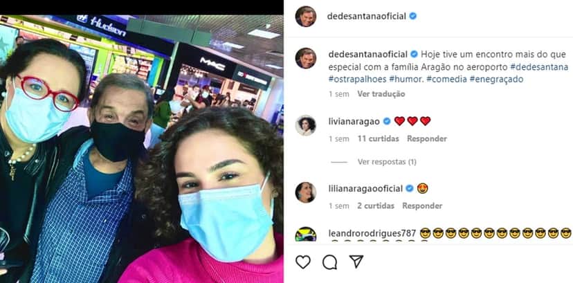 Dedé Santana encontra, sem querer querendo, esposa e filha de Didi no aeroporto Dedé Santana encontra, sem querer querendo, esposa e filha de Didi no aeroporto