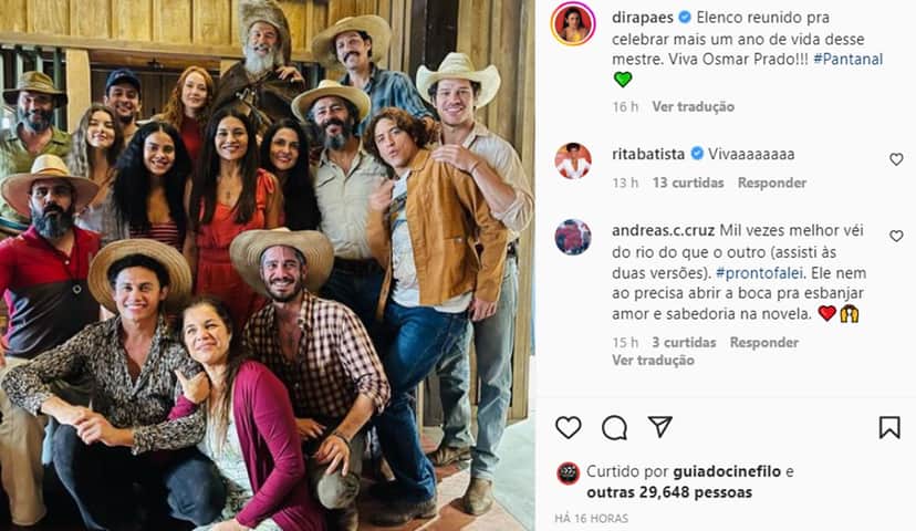 Dira Paes reúne todo elenco de Pantanal para comemorar mais um ano de vida do grandioso Osmar Prado Dira Paes reúne todo elenco de Pantanal para comemorar mais um ano de vida do grandioso Osmar Prado