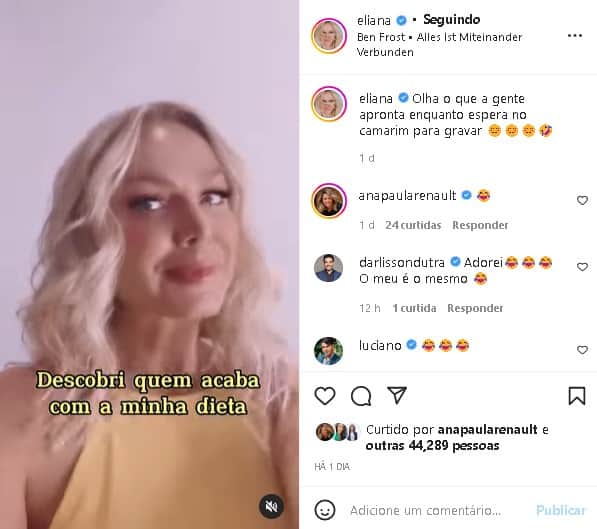 Eliana surgiu fazendo uma confissão (Foto: Reprodução/ Instagram) Eliana surgiu fazendo uma confissão (Foto: Reprodução/ Instagram)