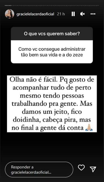 Graciele Lacerda expõe vida com Zezé - Foto: Reprodução Graciele Lacerda expõe vida com Zezé - Foto: Reprodução