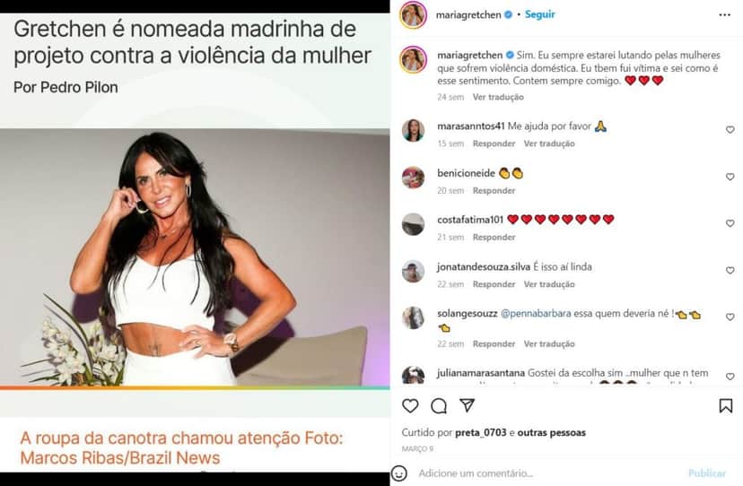 Cantora Gretchen compartilha foto em seu perfil (Foto: Reprodução / Instagram) Cantora Gretchen compartilha foto em seu perfil (Foto: Reprodução / Instagram)