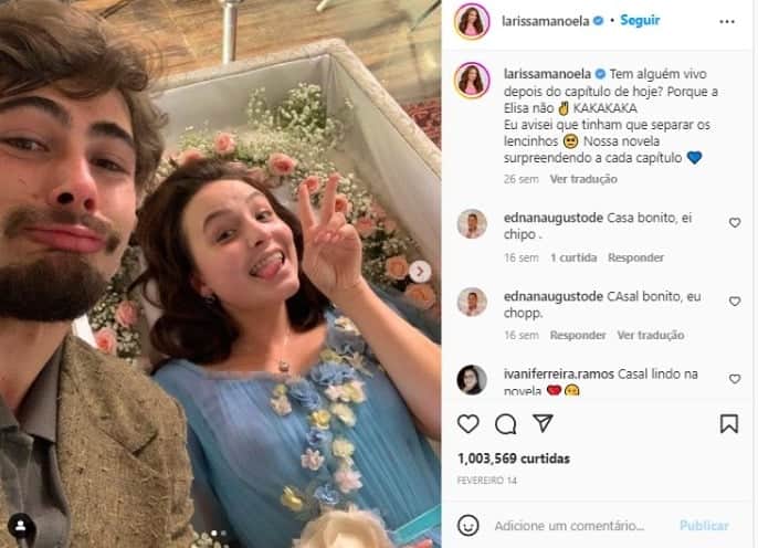 Larissa Manoela e Rafael Vitti em cena de Além da Ilusão (Foto: Reprodução/Instagram) Larissa Manoela e Rafael Vitti em cena de Além da Ilusão (Foto: Reprodução/Instagram)