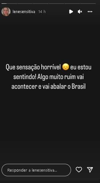 Lene Sensitiva faz previsão assustadora sobre o Brasil Lene Sensitiva faz previsão assustadora sobre o Brasil