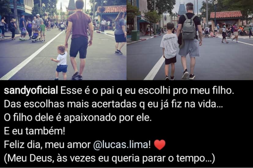 No Dia dos Pais, Sandy publica registro de 2015 e atual de Lucas Lima e seu filho Theo No Dia dos Pais, Sandy publica registro de 2015 e atual de Lucas Lima e seu filho Theo