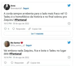 Pantanal - Tadeu (José Loreto) dá show de falta de noção com 'rinha de galo' insuportável e é detonado na web (Foto: Reprodução / Twitter) Pantanal - Tadeu (José Loreto) dá show de falta de noção com 'rinha de galo' insuportável e é detonado na web (Foto: Reprodução / Twitter)