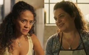 Zuleica (Aline Borges) e Maria Bruaca (Isabel Teixeira) conquistarão juntas um final feliz em Pantanal (Foto: Reprodução / Globo) Zuleica (Aline Borges) e Maria Bruaca (Isabel Teixeira) conquistarão juntas um final feliz em Pantanal (Foto: Reprodução / Globo)