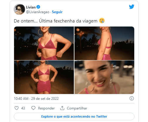 Filha de Renato Aragão, Lívian Aragão deixa corpão à mostra ao ir para festa em Punta Cana - Foto: Reprodução Twitter Filha de Renato Aragão, Lívian Aragão deixa corpão à mostra ao ir para festa em Punta Cana - Foto: Reprodução Twitter