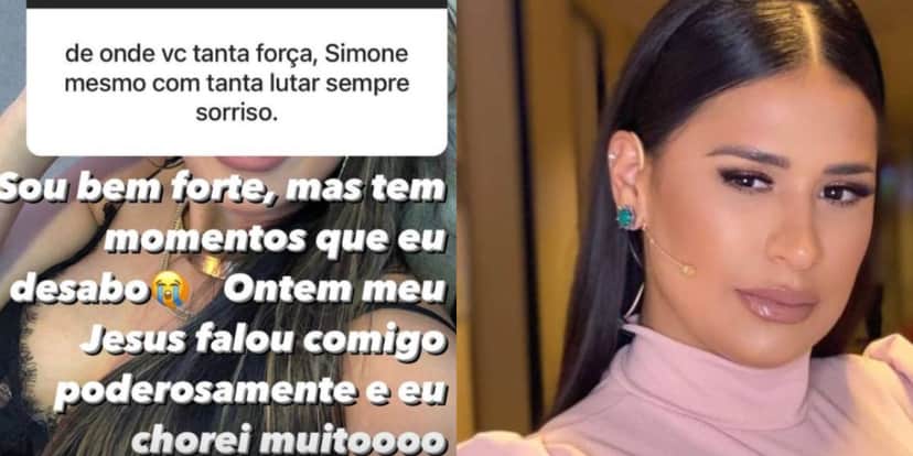 Simone desaba e tem crise de choro: "Jesus falou comigo" Simone desaba e tem crise de choro: "Jesus falou comigo"
