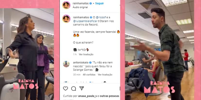 Rico Melquiades e Luiza Ambiel armam barraco dentro de camarim da Record e gritaria sai do controle Rico Melquiades e Luiza Ambiel armam barraco dentro de camarim da Record e gritaria sai do controle