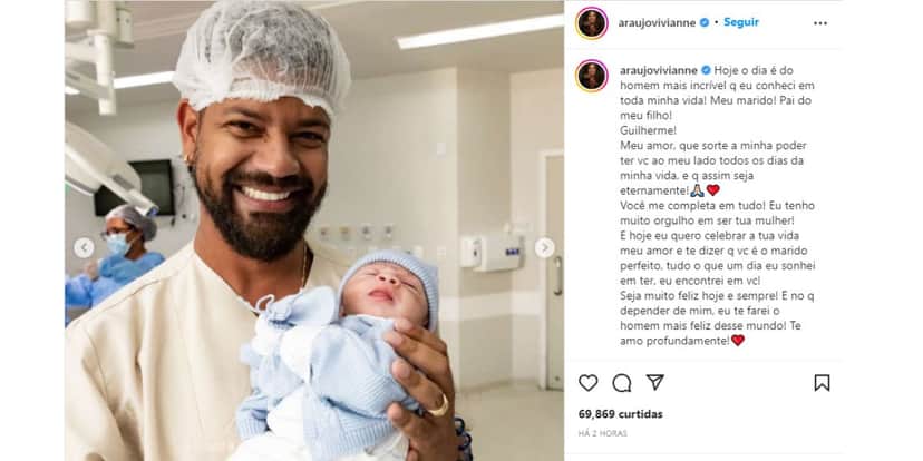 Viviane Araújo fez homenagem ao marido Guilherme Militão Viviane Araújo fez homenagem ao marido Guilherme Militão