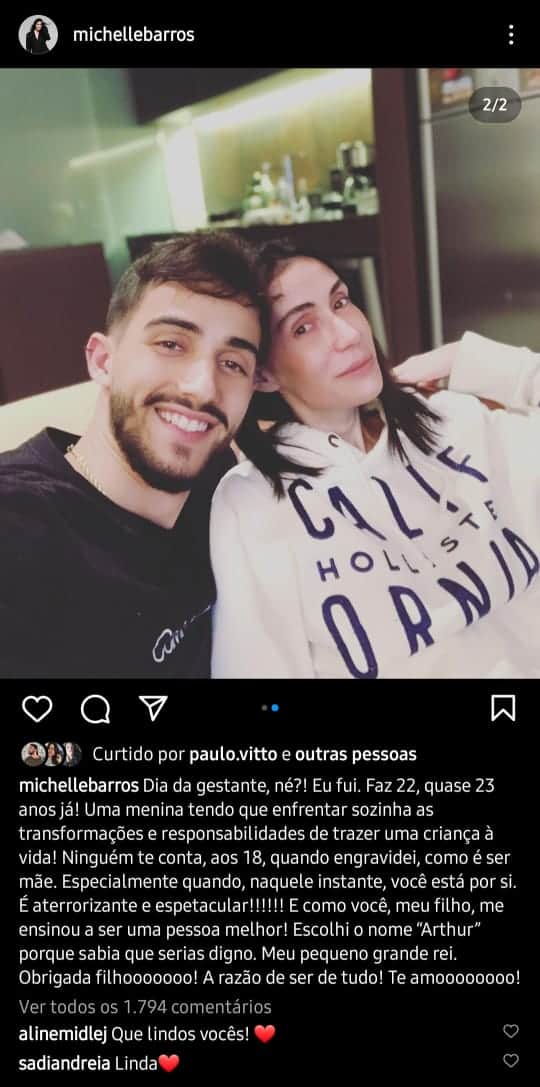 Publicação de Michelle Barros (Foto: Reprodução/ Instagram)