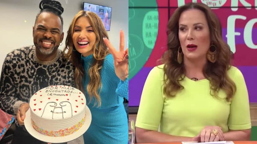 Regina Volpato criticou bolo da Globo em comemoração do Encontro (Imagem: Montagem) Regina Volpato criticou bolo da Globo em comemoração do Encontro (Imagem: Montagem)