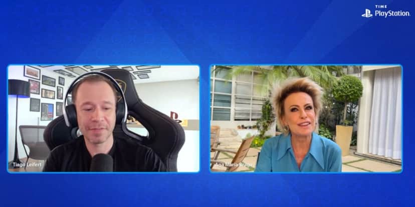 Ana Maria Braga em conversa com Tiago Leifert no canal da Playstation (Reprodução: Youtube)