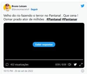 Pantanal - Vídeo mostra Velho do Rio 'transformando' a trama em filme de terror e vira chacota na web (Foto: Reprodução / Twitter) Pantanal - Vídeo mostra Velho do Rio 'transformando' a trama em filme de terror e vira chacota na web (Foto: Reprodução / Twitter)