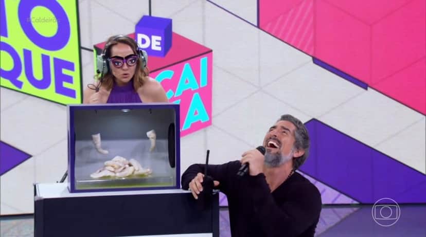 Marcos Mion se divertiu com a tensão de Maria Beltrão no Caldeirão- Foto: Reprodução/Globo Marcos Mion se divertiu com a tensão de Maria Beltrão no Caldeirão- Foto: Reprodução/Globo