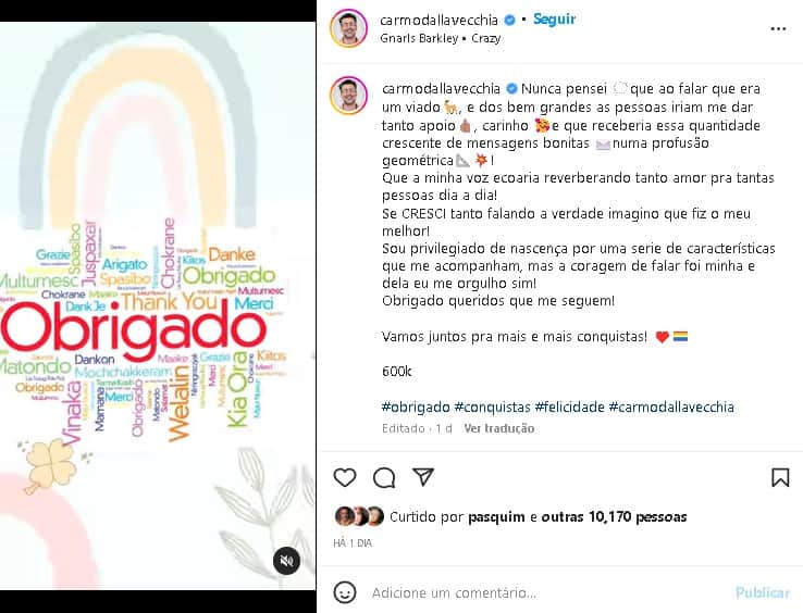 Carmo Dalla Vecchia, galã da Globo, decidiu falar de sua sexualidade (Foto: Reprodução/ Instagram) Carmo Dalla Vecchia, galã da Globo, decidiu falar de sua sexualidade (Foto: Reprodução/ Instagram)