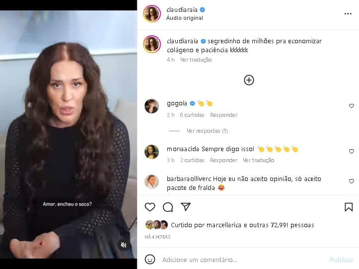 Grávida aos 55 anos, Claudia Raia mandou recado em vídeo (Foto: Repridução/ Instagram) Grávida aos 55 anos, Claudia Raia mandou recado em vídeo (Foto: Repridução/ Instagram)