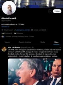 Prestes a estrear Travessia, nova novela das nove da Globo, Glória Perez é flagrada declarando voto às escondidas (Foto: Reprodução / Instagram) Prestes a estrear Travessia, nova novela das nove da Globo, Glória Perez é flagrada declarando voto às escondidas (Foto: Reprodução / Instagram)