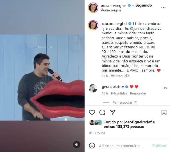 Xuxa Meneghel decidiu se derreter por Junno Andrade, seu namorado (Foto: Reprodução) Xuxa Meneghel decidiu se derreter por Junno Andrade, seu namorado (Foto: Reprodução)