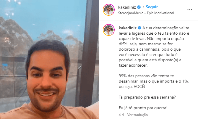 Kaká Diniz, marido de Simone, fez desabafo em vídeo (Foto: Reprodução) Kaká Diniz, marido de Simone, fez desabafo em vídeo (Foto: Reprodução)