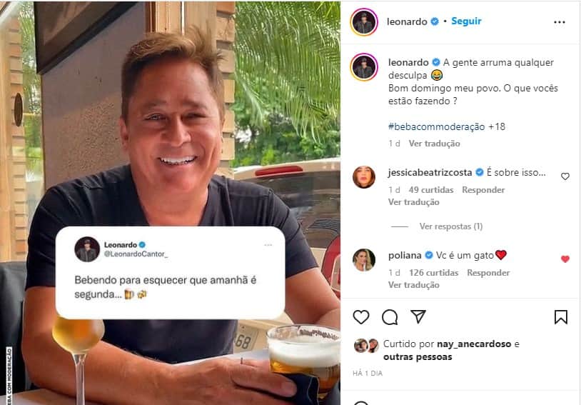 Leonardo revela o que estava fazendo - Foto: Reprodução Leonardo revela o que estava fazendo - Foto: Reprodução