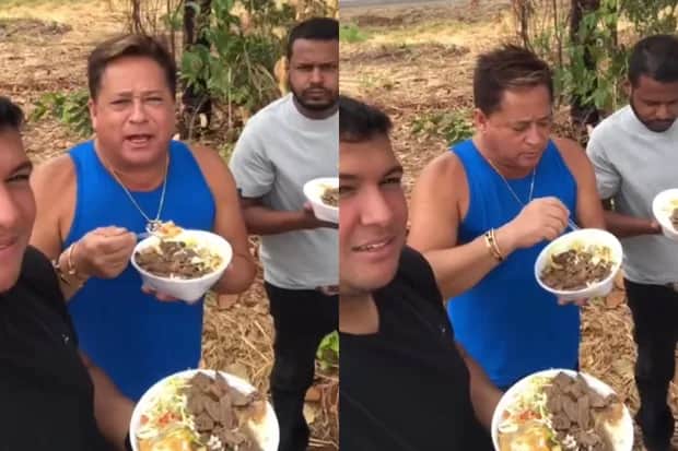 Leonardo surgiu no meio do mato comendo marmita com os amigos (Foto: Reprodução/ Instagram) Leonardo surgiu no meio do mato comendo marmita com os amigos (Foto: Reprodução/ Instagram)