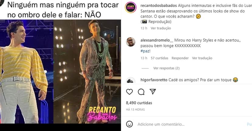 Luan Santana é repreendido pelos seus fãs sobre escolha de figurinos novos para seus shows Luan Santana é repreendido pelos seus fãs sobre escolha de figurinos novos para seus shows