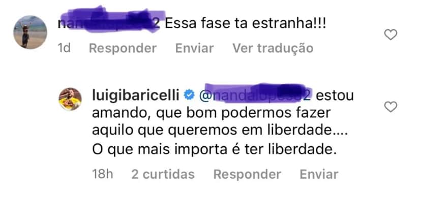 Famoso rebateu uma seguidora, após ser duramente criticado (Foto: Reprodução) Famoso rebateu uma seguidora, após ser duramente criticado (Foto: Reprodução)