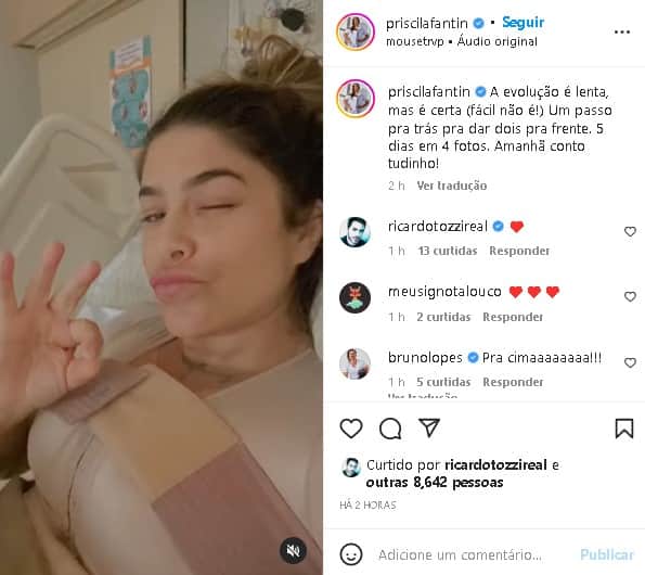 Priscila Fantin surgiu em maca de hospital e causou preocupação (Foto: Reprodução/ Instagram) Priscila Fantin surgiu em maca de hospital e causou preocupação (Foto: Reprodução/ Instagram)