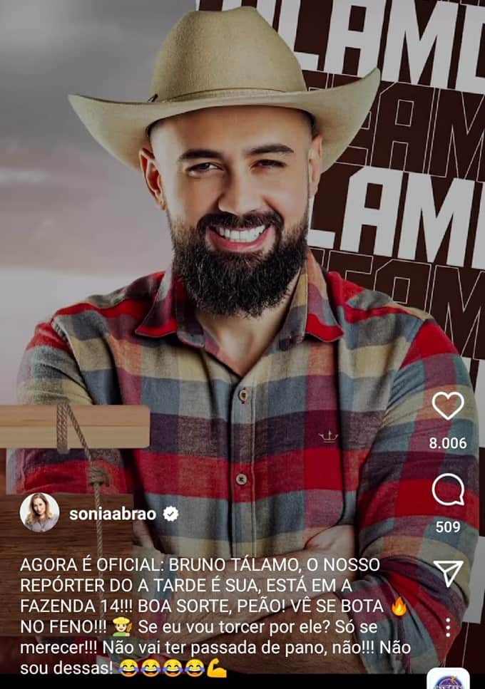 Buno Tálamo, ex-repórter de Sonia Abrão, ganha apoio da apresentadora do A Tarde É Sua Buno Tálamo, ex-repórter de Sonia Abrão, ganha apoio da apresentadora do A Tarde É Sua