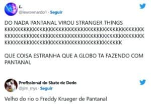 Telespectadores de Pantanal zombaram das cenas escuras e de terror da novela das nove da Globo (Foto: Reprodução / Twitter) Telespectadores de Pantanal zombaram das cenas escuras e de terror da novela das nove da Globo (Foto: Reprodução / Twitter)