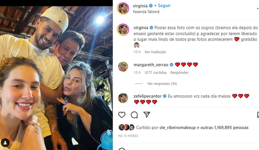 Virgínia Fonseca publica foto ao lado de Zé Felipe, em agradecimento aos sogros Poliana Rocha e Leonardo Virgínia Fonseca publica foto ao lado de Zé Felipe, em agradecimento aos sogros Poliana Rocha e Leonardo
