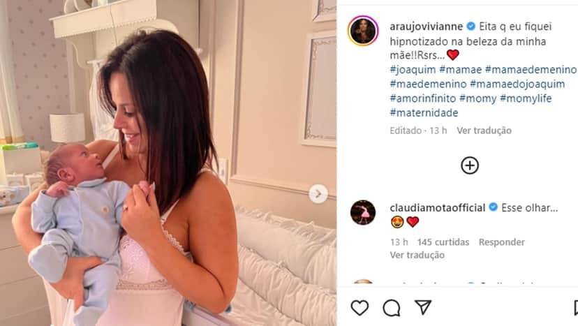 Viviane Araújo mostra momento de troca de olhares do seu neném recém-nascido com ela Viviane Araújo mostra momento de troca de olhares do seu neném recém-nascido com ela