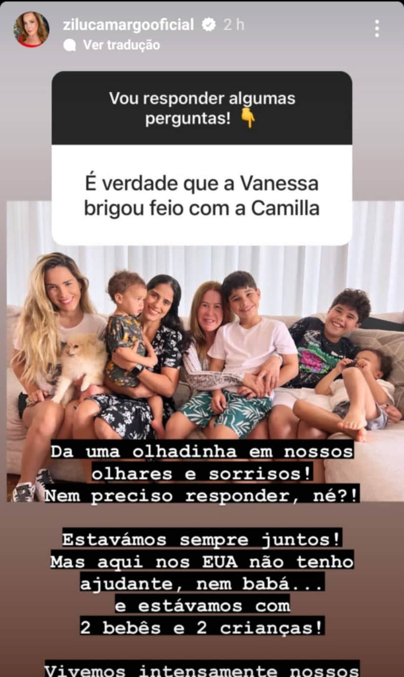 Zilu escancara verdade sobre briga entre Wanessa e Camilla (Foto: Reprodução/Instagram)