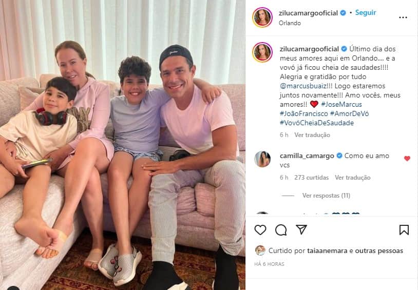 Zilu Godói surge ao lado de Marcus Buaiz e dos netos - Foto: Reprodução Zilu Godói surge ao lado de Marcus Buaiz e dos netos - Foto: Reprodução