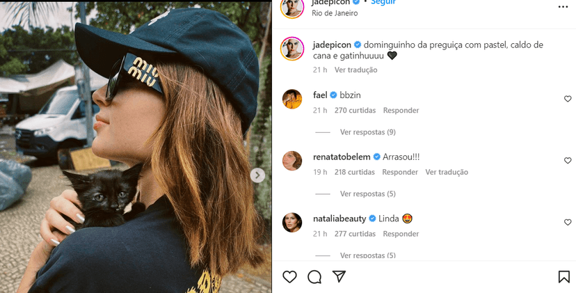 Jade postou em seu Instagram o que fez no dia da sua folga (Foto Reprodução/Instagram)