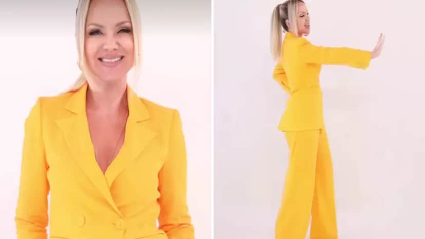 Eliana surge usando terninho amarelo e arrasa (Foto Reprodução/Instagram) Eliana surge usando terninho amarelo e arrasa (Foto Reprodução/Instagram)