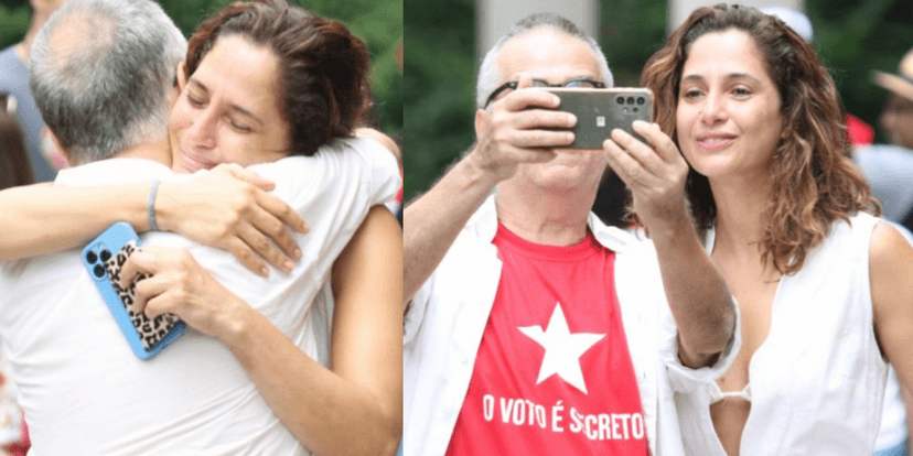 Camila Pitanga chora após votar (Foto: Agnews) Camila Pitanga chora após votar (Foto: Agnews)