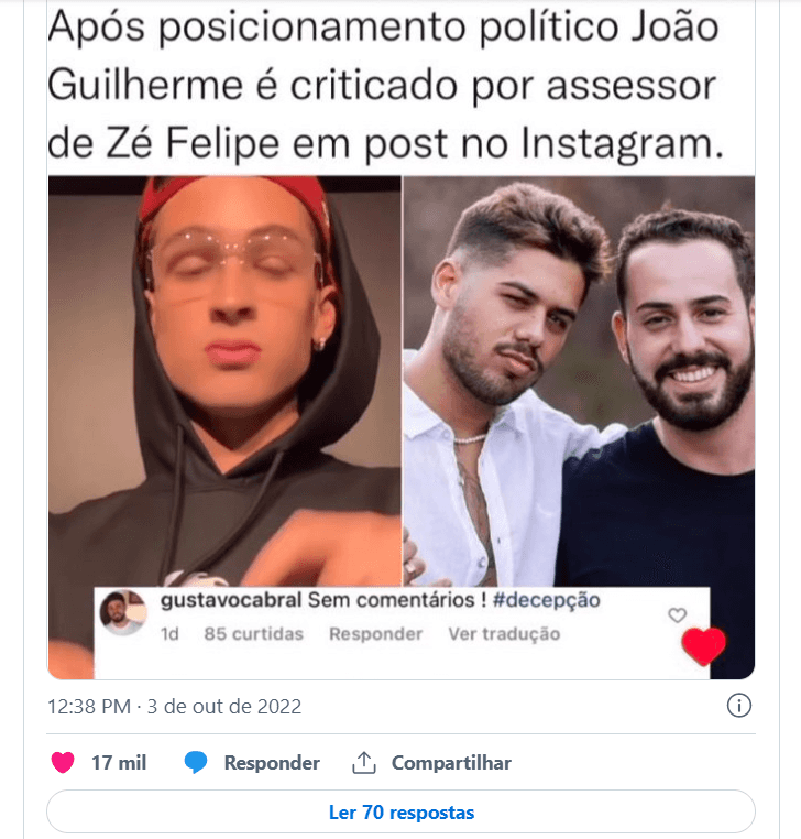 João Guilherme novamente se envolve em discussão, dessa vez com o assessor do seu irmão (Foto Reprodução) João Guilherme novamente se envolve em discussão, dessa vez com o assessor do seu irmão (Foto Reprodução)