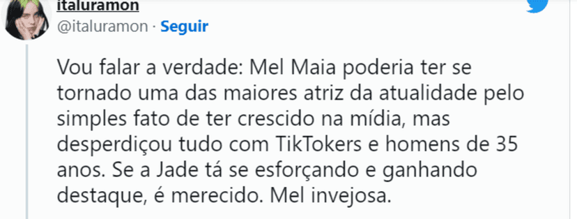 Alguns internautas reagiram ao comentário da Mel Maia (Foto Reprodução/Twitter) Alguns internautas reagiram ao comentário da Mel Maia (Foto Reprodução/Twitter)
