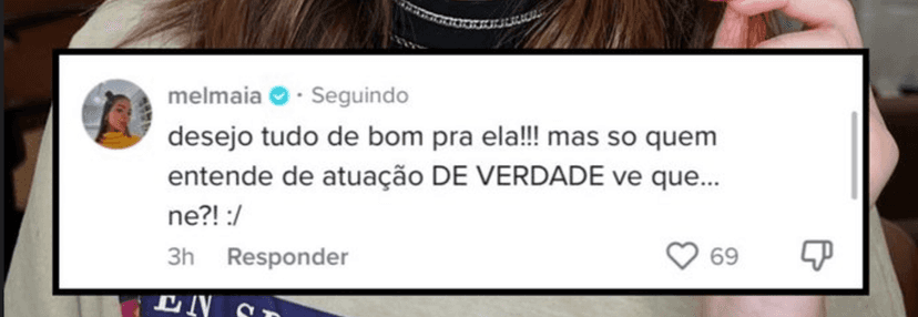 Comentário feito pela Mel Maia nas redes sociais (Foto Reprodução/Instagram) Comentário feito pela Mel Maia nas redes sociais (Foto Reprodução/Instagram)