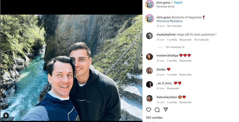 Lucas Krzikalla já surgia em fotos românticas no perfil do namorado no Instagram (Foto Reprodução/Instagram) Lucas Krzikalla já surgia em fotos românticas no perfil do namorado no Instagram (Foto Reprodução/Instagram)